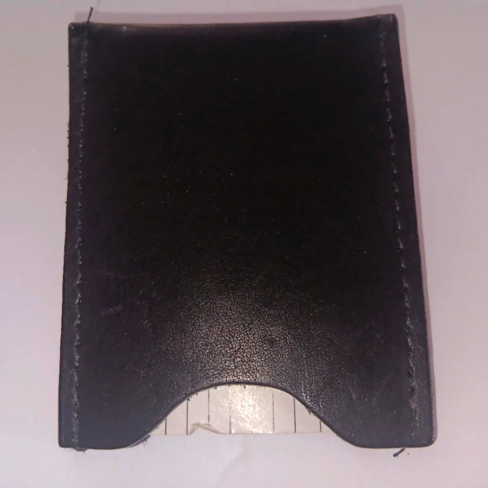 Genuine Leather Brass Money Clip, Black